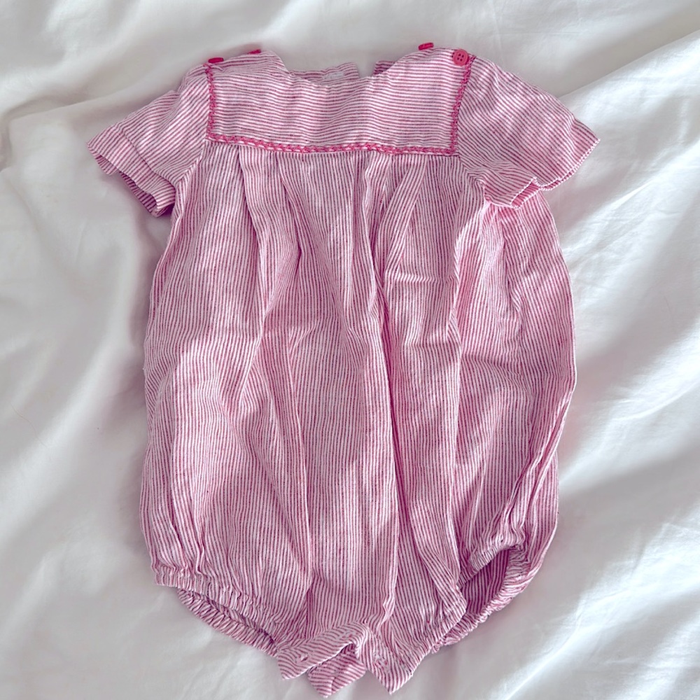 Luli and Me Coral Striped Romper